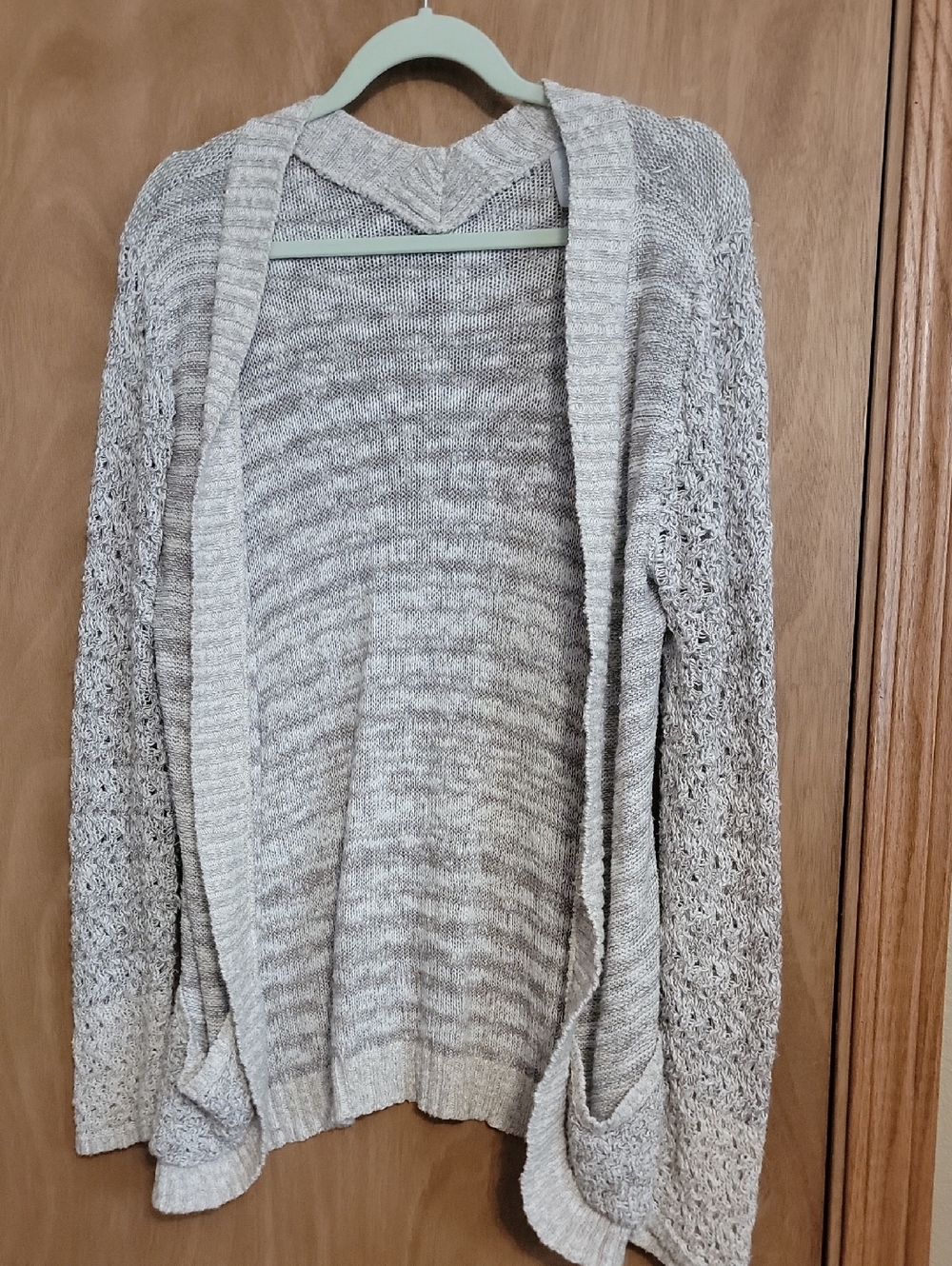 Vanity Heathered Light Gray Open-Front Cardigan